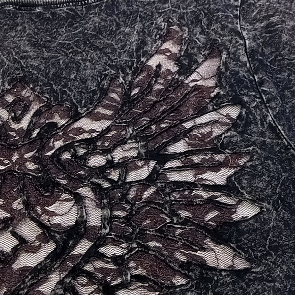 American age Acid Wash Lace Wing Back Tshirt Size M - Picture 11 of 14